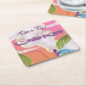 コスタリカの旅行ポスター。 スクエアペーパーコースター (アングル)