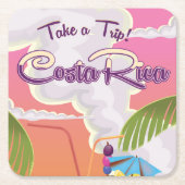 コスタリカの旅行ポスター。 スクエアペーパーコースター (正面)