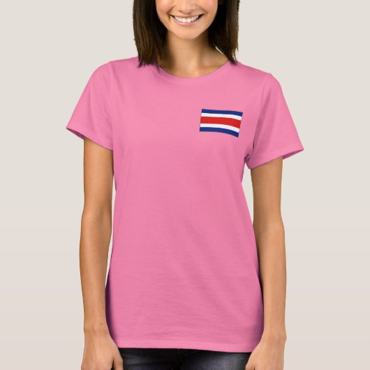 コスタリカの旗と地図のTシャツ Tシャツ (正面)