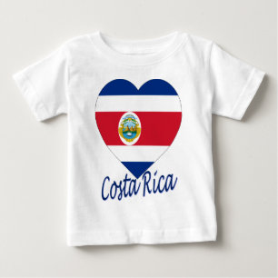 コスタリカの旗のハート ベビーTシャツ