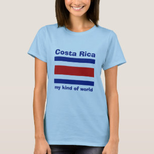 コスタリカの旗+地図+テキストTシャツ Tシャツ
