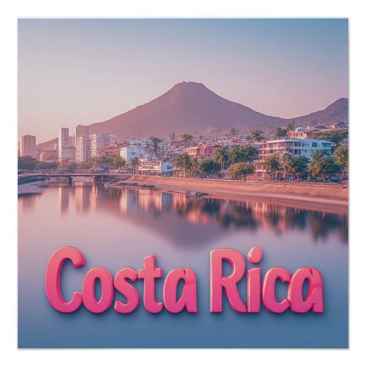 🌴 コスタリカの海岸沿いの町 トロピカル旅行 🌴 ポスター (正面)