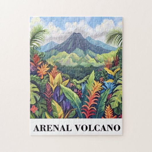 コスタリカの火山の絵葉書 ジグソーパズル (縦)