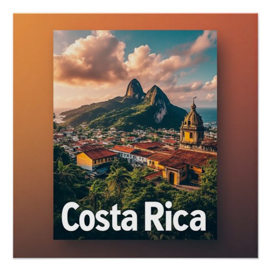 🌴 コスタリカの熱帯ビーチタウン旅行好き 🌴 ポスター (正面)