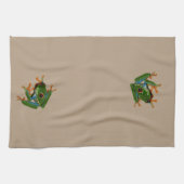 コスタリカの目が赤いカエルを個人化して下さい キッチンタオル (横)