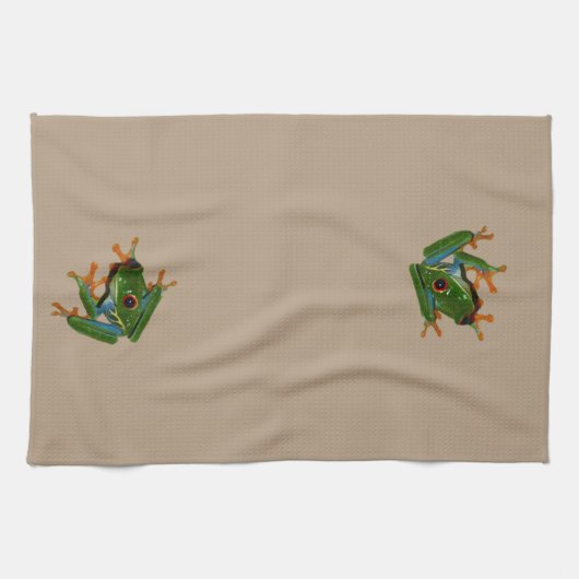 コスタリカの目が赤いカエルを個人化して下さい キッチンタオル (横)