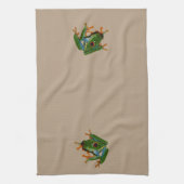 コスタリカの目が赤いカエルを個人化して下さい キッチンタオル (縦)