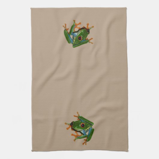 コスタリカの目が赤いカエルを個人化して下さい キッチンタオル (縦)