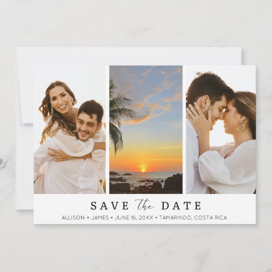 コスタリカの目的地ビーチ結婚式写真 セーブザデート (正面)