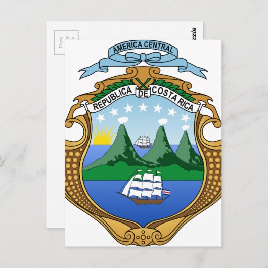 コスタリカの紋章 – エスクード・デ・コスタリカ ポストカード (正面/裏面)