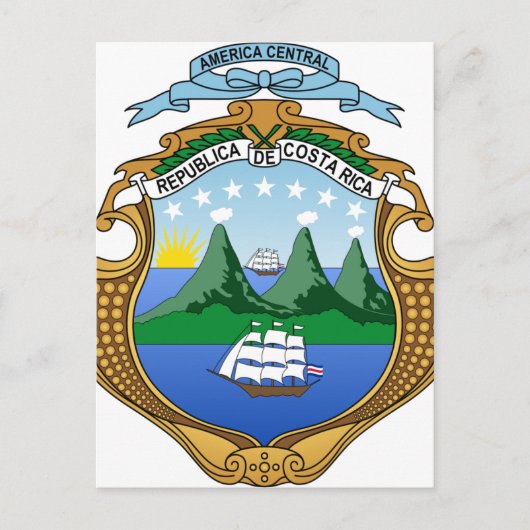 コスタリカの紋章 – エスクード・デ・コスタリカ ポストカード (正面)