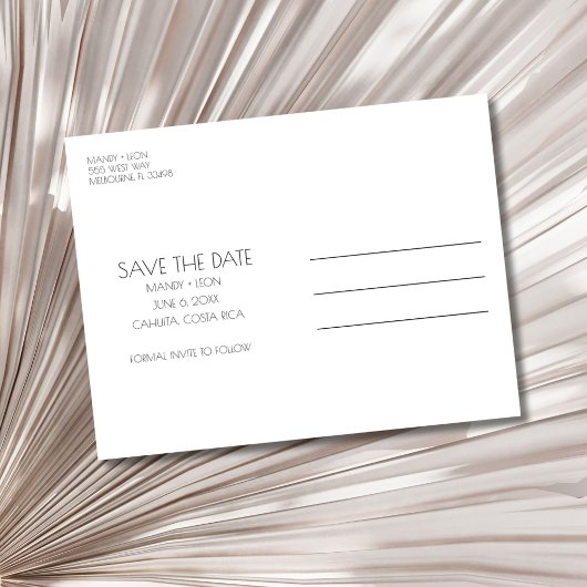 コスタリカの結婚式の日付を保存 案内ポストカード