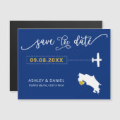 コスタリカの結婚式の日付カードを保存する，マップ マグネット招待状 (正面/裏面)