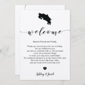 コスタリカの結婚式の歓迎の手紙及び旅程カード プログラム (正面/裏面)