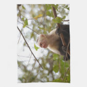 コスタリカの野生動物:白い顔のカプチンモンキー キッチンタオル (縦)