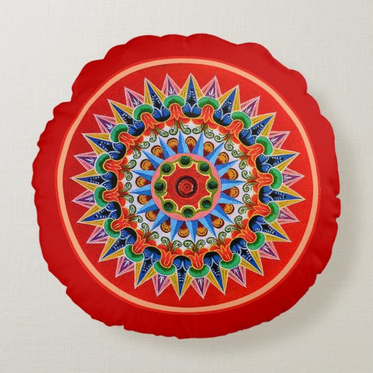 コスタリカオキサートホイールアート ラウンドクッション (正面)