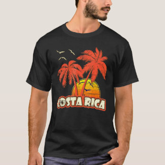 コスタリカサマーパームツリーズ80sビーチ夕日 tシャツ