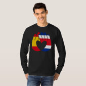 コスタリカスペイン国旗の友情の兄弟愛の手 Tシャツ (正面フル)