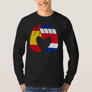 コスタリカスペイン国旗の友情の兄弟愛の手 Tシャツ
