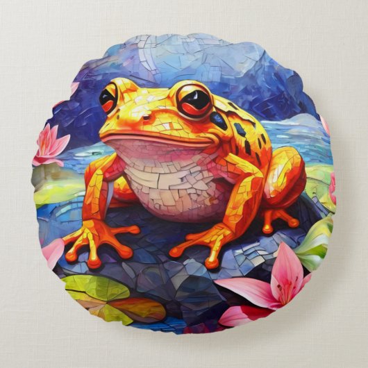 コスタリカダーツフロッグ装飾用クッションクッション ラウンドクッション (正面)