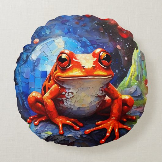 コスタリカダーツフロッグ装飾用クッションクッション ラウンドクッション (正面)