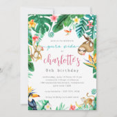 コスタリカトロピカルジャングル子供の誕生日パーティー 招待状 (正面)