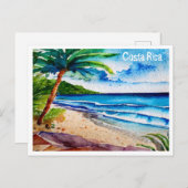 コスタリカビーチプラヴィダウォーター絵画カラー ポストカード (正面/裏面)