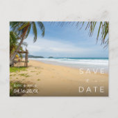 コスタリカビーチ目的地の結婚式の日付を保存 案内ポストカード (正面)