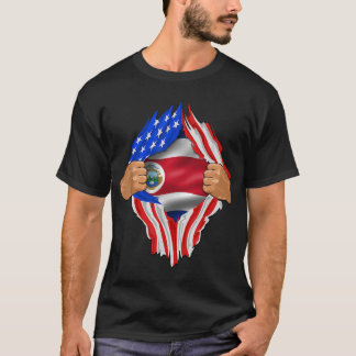 コスタリカルーツUSA国旗Patriotic Costa Ican He Tシャツ