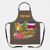 コスタリカレトロ大きな猫ヴィンテージ旗土産 エプロン (正面)