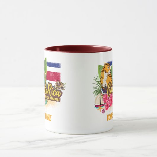 コスタリカレトロ大きな猫ヴィンテージ旗土産 マグカップ (中央)