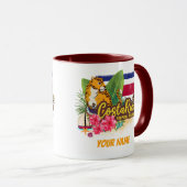 コスタリカレトロ大きな猫ヴィンテージ旗土産 マグカップ (正面右)