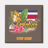 コスタリカレトロ大きな猫ヴィンテージ旗土産 マグネット (正面)