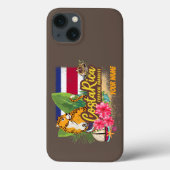 コスタリカレトロ大きな猫ヴィンテージ旗土産 Case-Mate iPhoneケース (裏面)