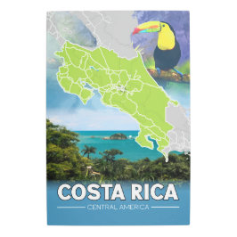 コスタリカ中央アメリカの地図ジャングルトゥーカンバード メタルプリント