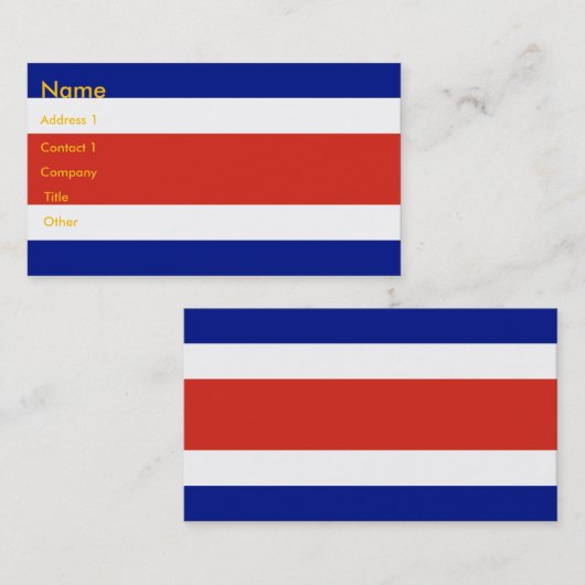 コスタリカ国旗と名刺 名刺 (正面/裏面)