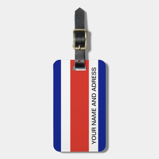 コスタリカ国旗と荷物タグ ラゲッジタグ (正面縦)