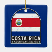 コスタリカ国旗のエンブレム動揺してヴィンテージ セラミックオーナメント (裏面)