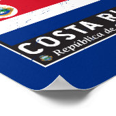 コスタリカ国旗のエンブレム動揺してヴィンテージ ポスター (角)