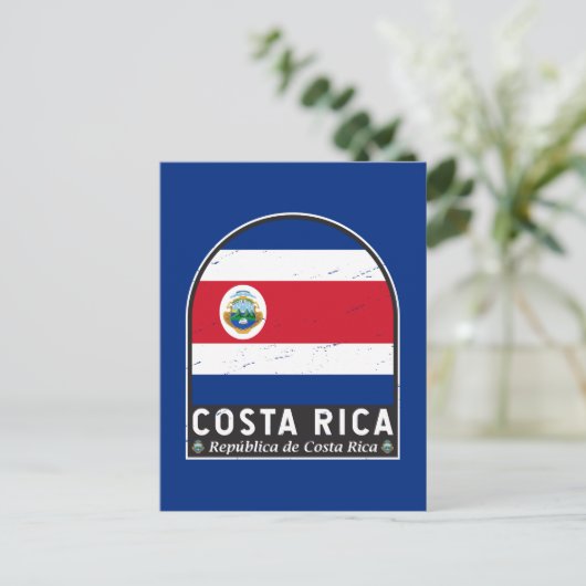 コスタリカ国旗のエンブレム動揺してヴィンテージ ポストカード (スタンド正面)