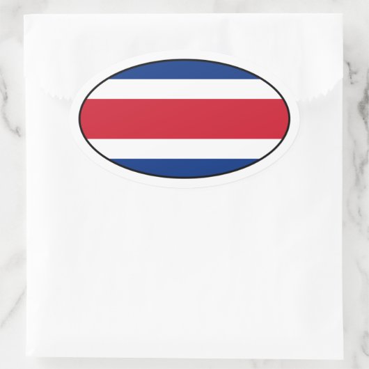 コスタリカ国旗の楕円形ステッカー 楕円形シール (バッグ)