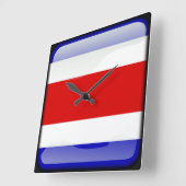 コスタリカ国旗 スクエア壁時計 (傾斜)