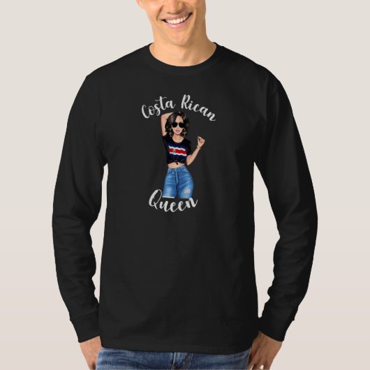 コスタリカ女王 セクシー 女性用 コスタリカ フラグ Tシャツ (正面)