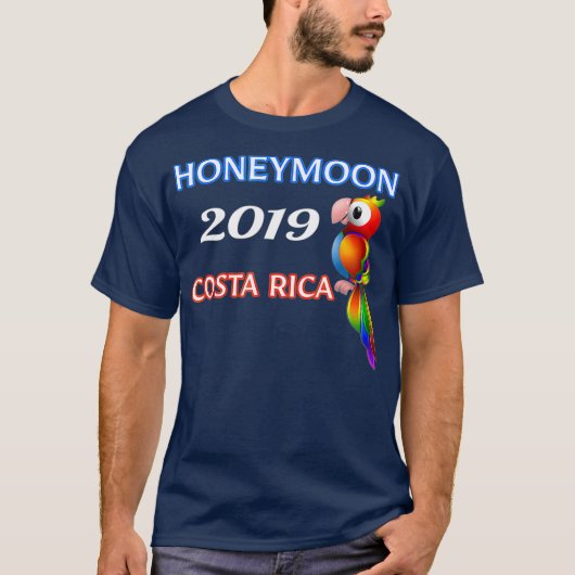 コスタリカ新婚旅行2019 カラフルなパラオシャツ Tシャツ (正面)