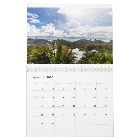 コスタリカ暦 カレンダー (3月 2026)