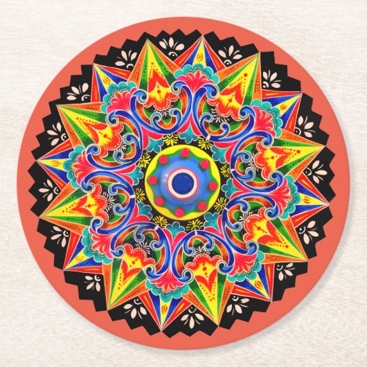 コスタリカ牛車カレタコースター ラウンドペーパーコースター (正面)