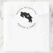 コスタリカ結婚のウェルカムステッカーラベル、金ゴールドブラック ラウンドシール (バッグ)