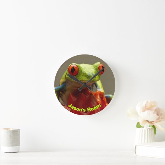 コスタリカ赤目のカエル ラウンド壁時計 (ホーム)