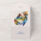 コスタリカ ウォーターカラー デスティネーション ウェディング オールインワン招待状 (外側)