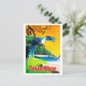 コスタリカ，エキゾチックなオウムの上のビーチ,ヴィンテージ ポストカード (スタンド正面)